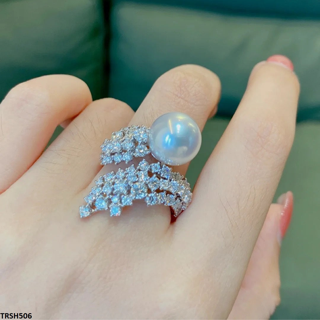TRSH506 CJD Imp Silver/Pearl Adjustable Ring - TRSH