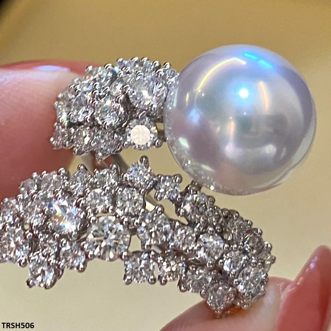 TRSH506 CJD Imp Silver/Pearl Adjustable Ring - TRSH