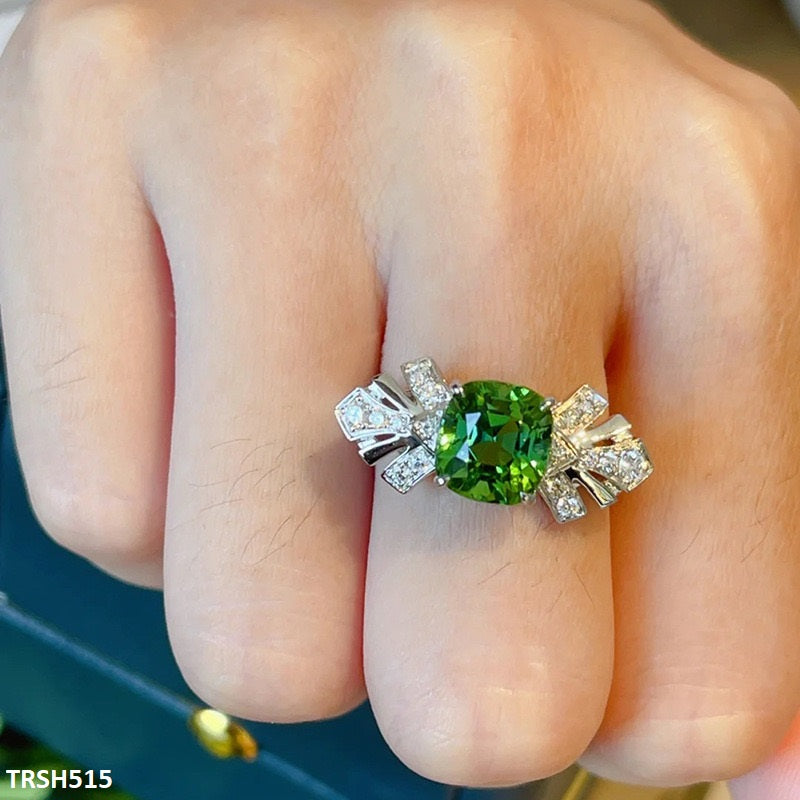 TRSH515 CJD Natural Emerald Stone Ring Adjustable- TRSH