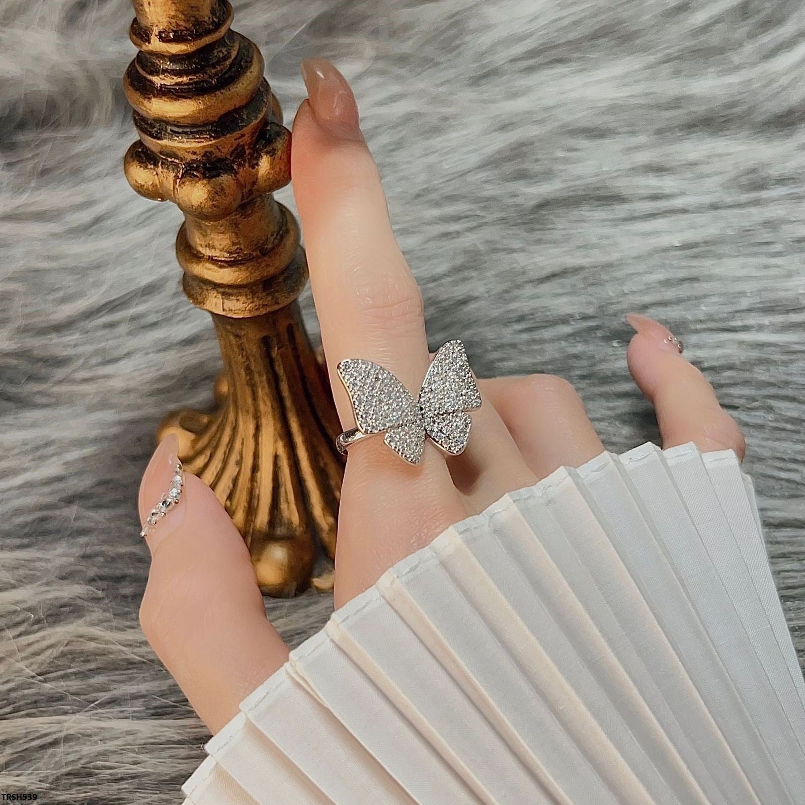 TRSH539 CLJ Imp Silver Butterfly Ring Adjustable - TRSH
