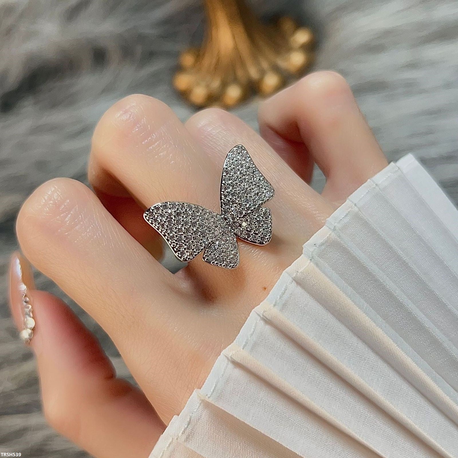 TRSH539 CLJ Imp Silver Butterfly Ring Adjustable - TRSH