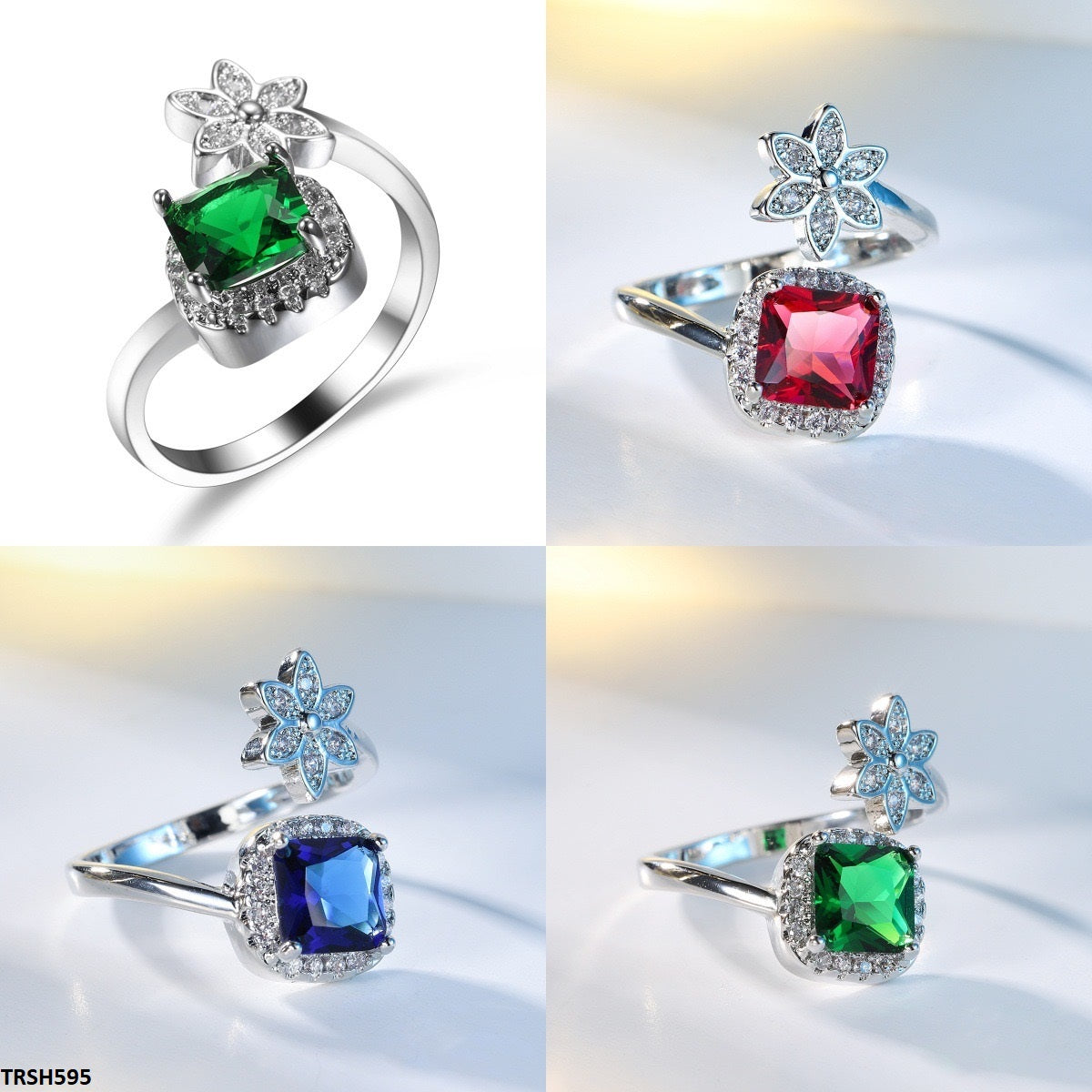 TRSH595 YLE Square/Flower  Ring  - TRSH