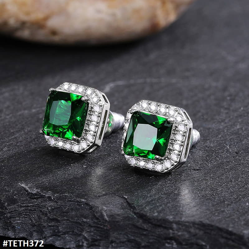 TETH372 CSH Square Stud Zircon Pair - TETH