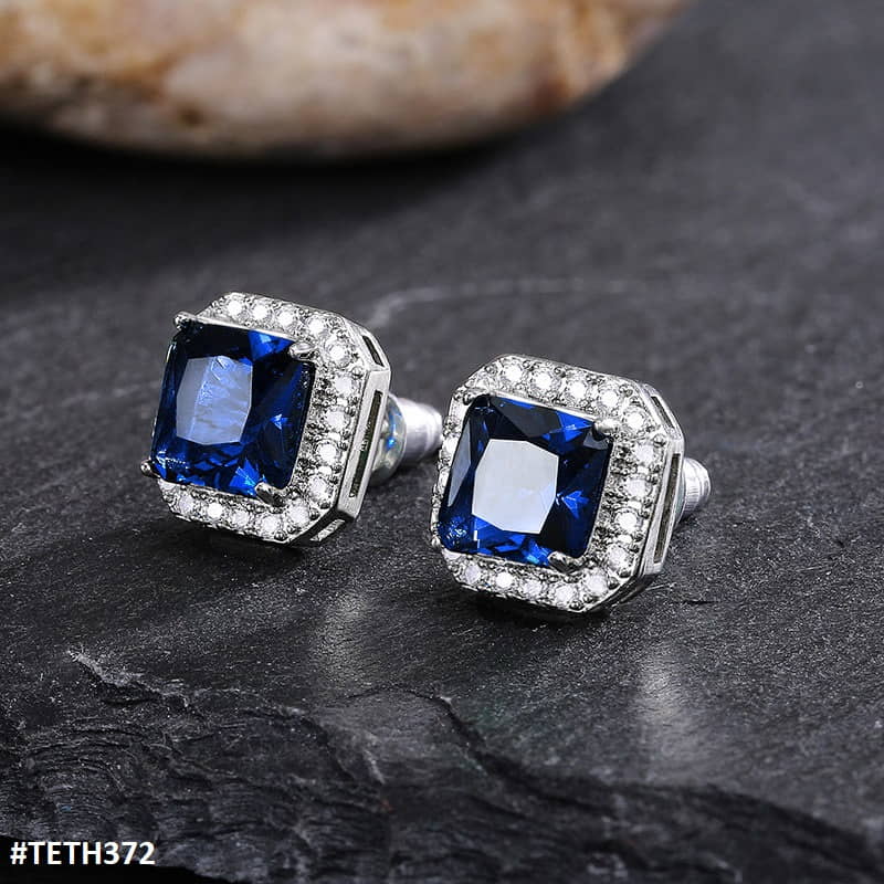 TETH372 CSH Square Stud Zircon Pair - TETH