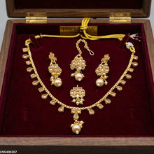 LNSH00207 ANI Square/Tear Pearl Drop Necklace Set - LNSH
