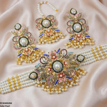 PCKH00284 SDQ Round Flower Pearl Drop Choker Set - PCKH