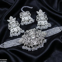 PCKH00284 SDQ Round Flower Pearl Drop Choker Set - PCKH