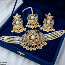 PCKH00284 SDQ Round Flower Pearl Drop Choker Set - PCKH