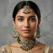 PCKH00284 SDQ Round Flower Pearl Drop Choker Set - PCKH