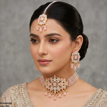 PCKH00280  SDQ Rectangle Flower Pearl Drop Choker Set  - PCKH