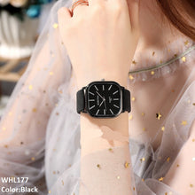 WHL177 CZH Square Slim Leather Watch - WHL