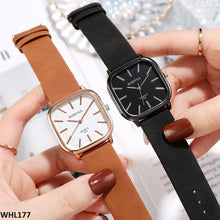 WHL177 CZH Square Slim Leather Watch - WHL