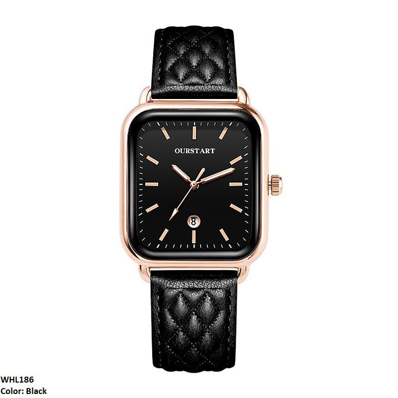 WHL186 LST Casual Square Dial Leather Strap Watch - WHL