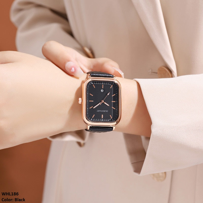 WHL186 LST Casual Square Dial Leather Strap Watch - WHL