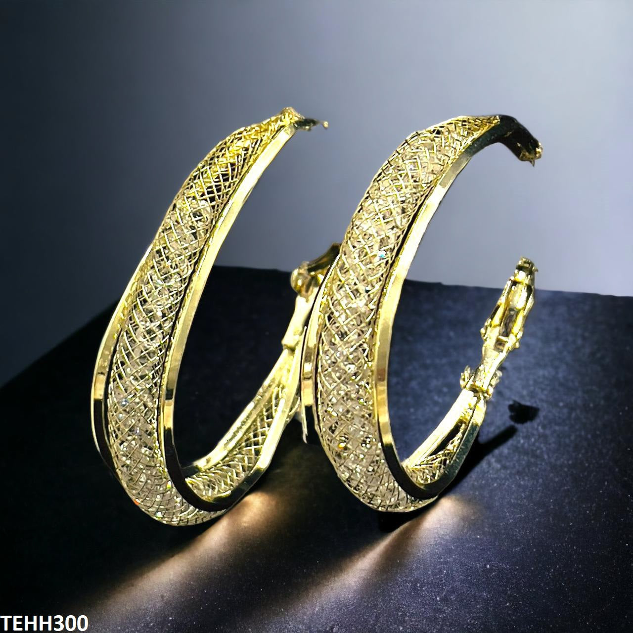 TEHH300 LSH Round Cerved Hoops Pair - CEHH