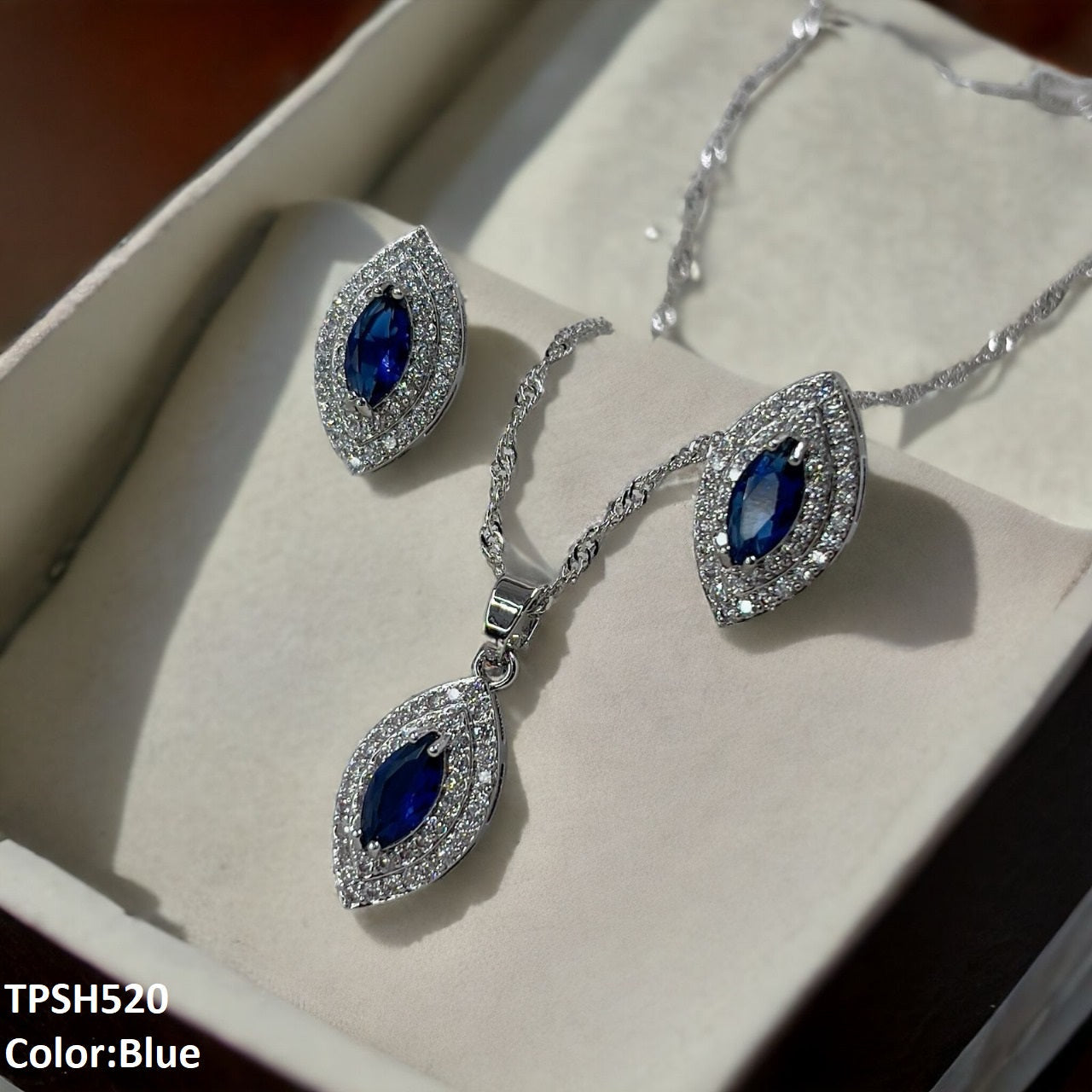 TPSH520 SHJ Marquise Layered Pendent Set - TPSH