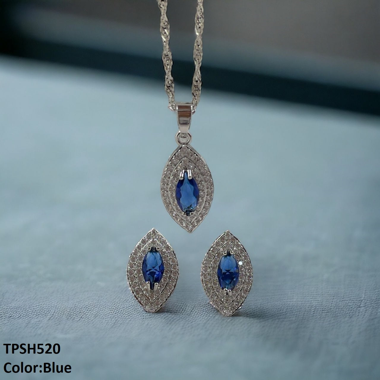 TPSH520 SHJ Marquise Layered Pendent Set - TPSH