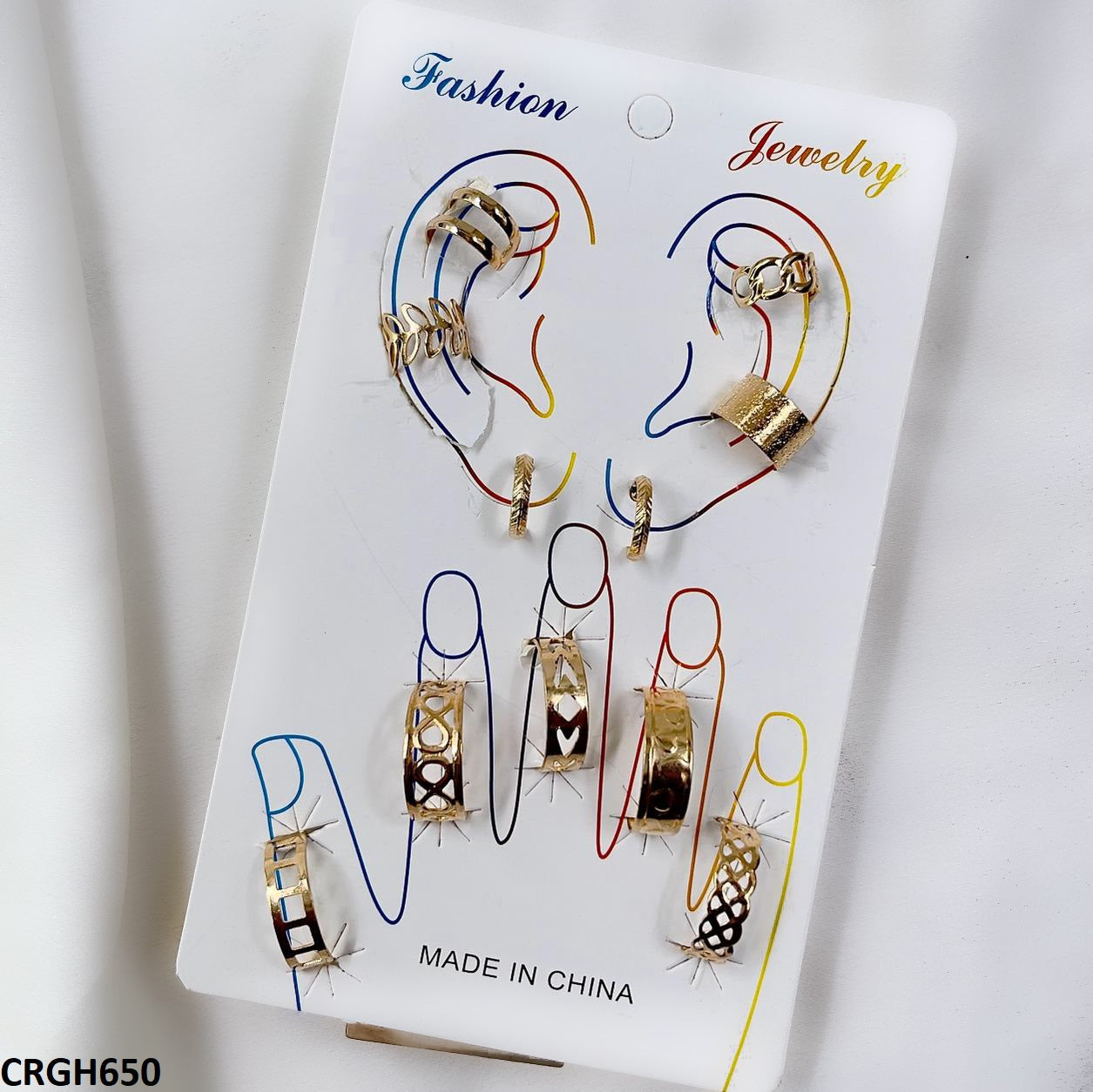 CRGH650 FNG Midi Rings + Ear Cuff Set - CRGH