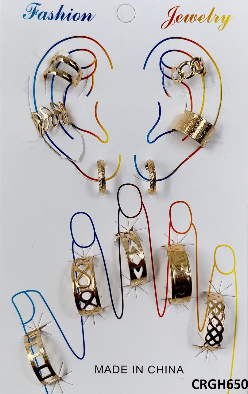 CRGH650 FNG Midi Rings + Ear Cuff Set - CRGH