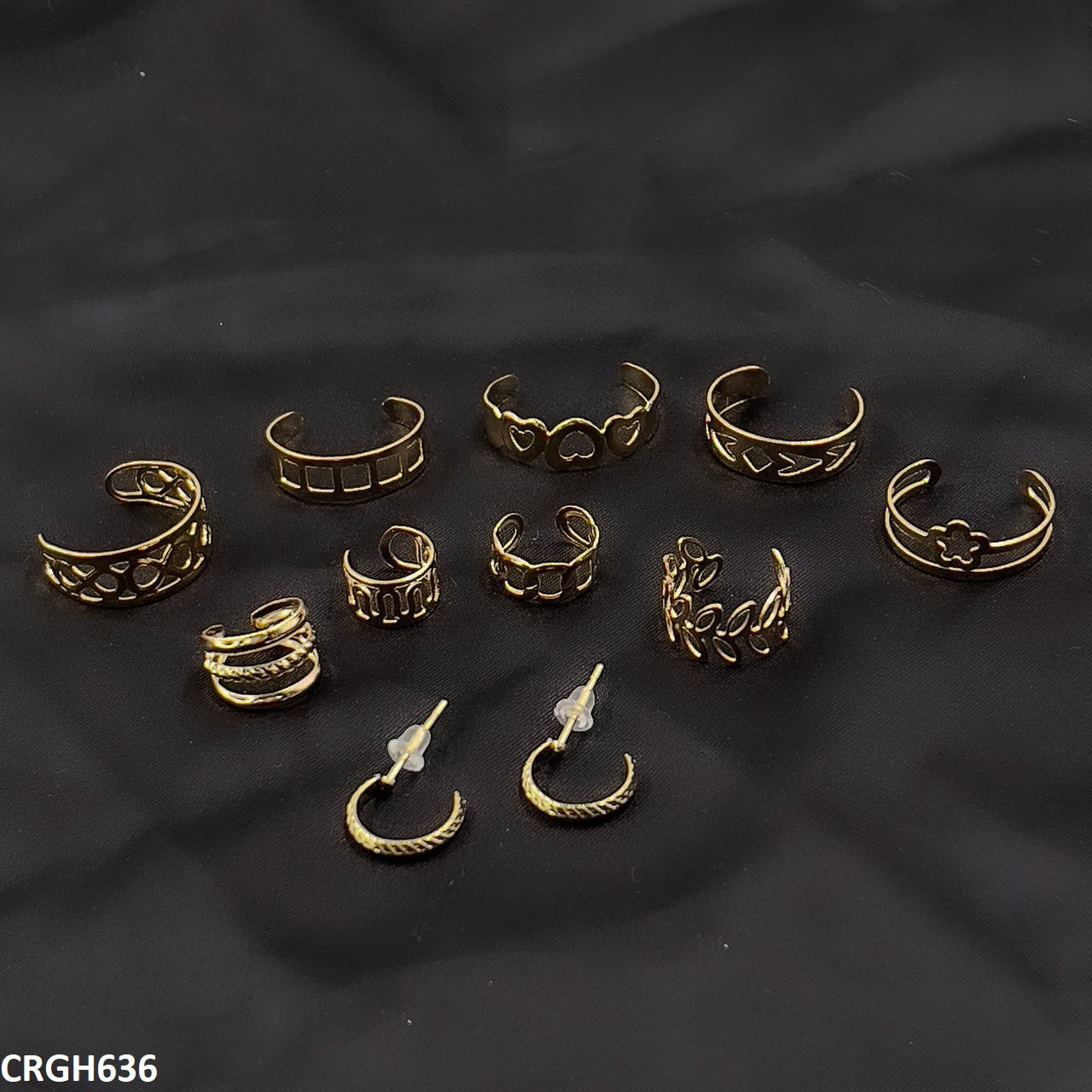 CRGH636 FNG Midi Rings + Ear Cuff Set - CRGH