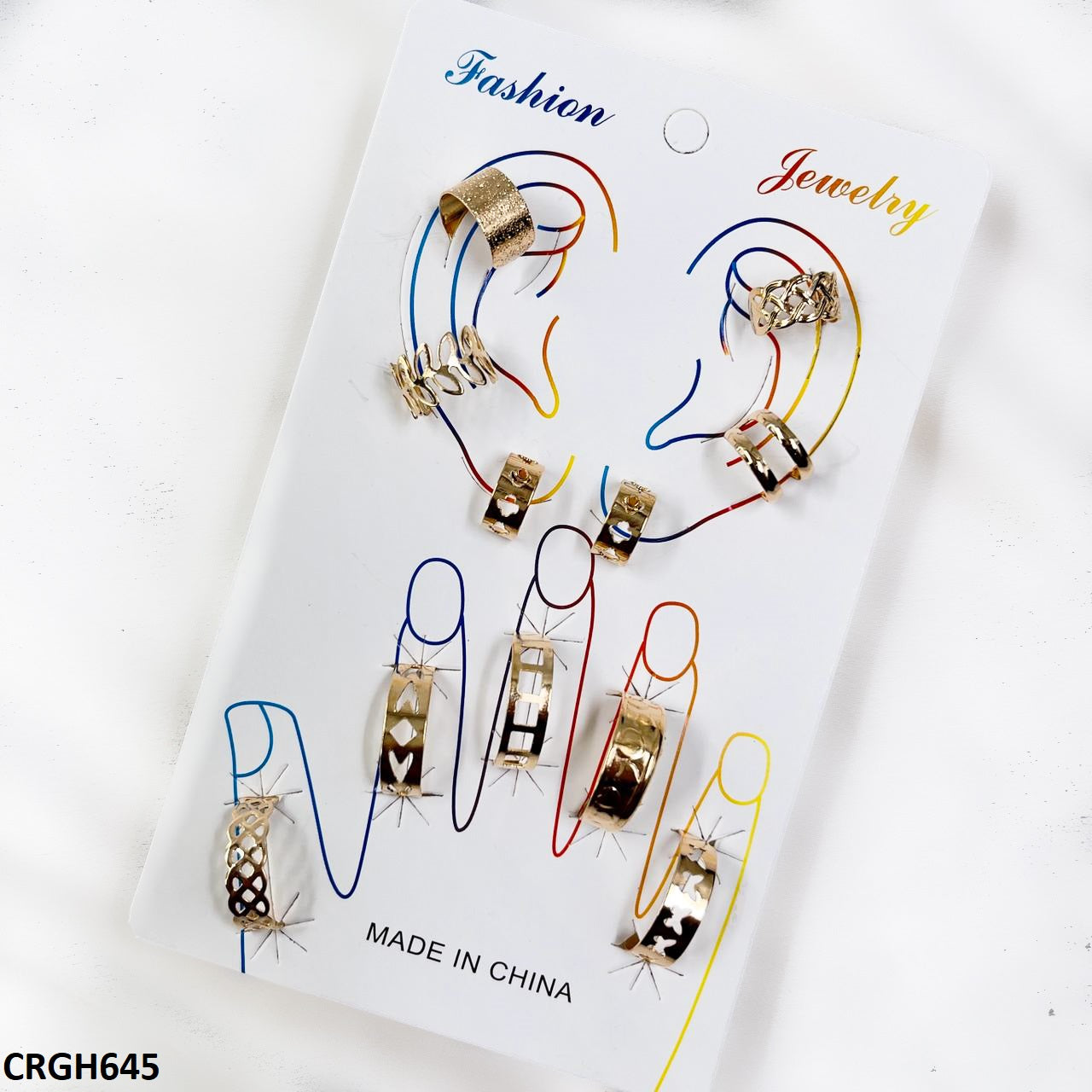 CRGH645 FNG Midi Rings + Ear Cuff Set - CRGH
