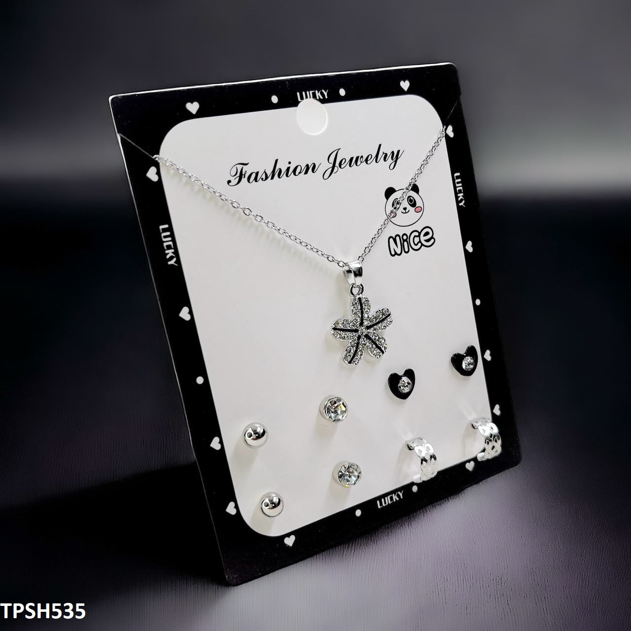 TPSH535 FNG Flower/Heart Pendent Set - TPSH