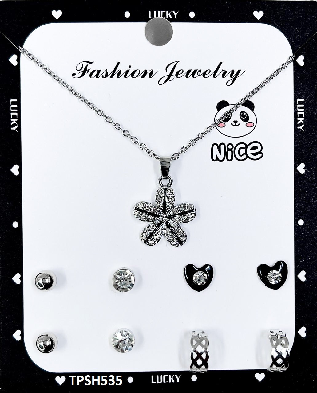TPSH535 FNG Flower/Heart Pendent Set - TPSH