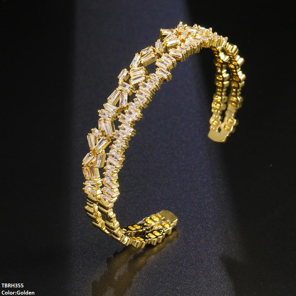 TBRH355 BYJ Baguette Stone Studded Bracelet Openable - TBRH