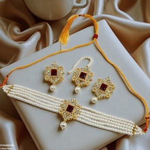 PCKH00240 MZM Square/Tear Pearl Drop Choker Set - PCKH