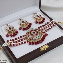 PCKH00256 SDQ Tear Pearl Drop Choker Set - PCKH