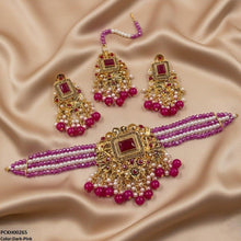 PCKH00265 SDQ Rectangle Pearl Drop Choker Set - PCKH