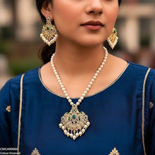 CMLH00066 MZM Oval/Flower Pearl Drop Mala Set -CMLH
