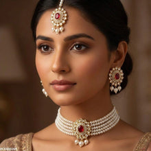 PCKH00269 MZM Oval Pearl Drop Choker Set - PCKH