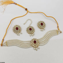 PCKH00269 MZM Oval Pearl Drop Choker Set - PCKH