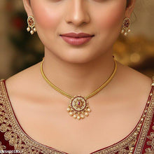 LNSH00180 ANI Oval Flower Pearl Drop Necklace Set - LNSH