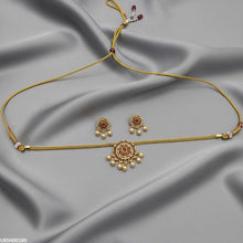 LNSH00180 ANI Oval Flower Pearl Drop Necklace Set - LNSH