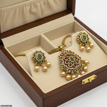 LNSH00184 ANI Multi Stone Pearl Drop Necklace Set - LNSH