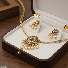 LNSH00188 ANI Flower Pearl Drop Necklace Set - LNSH