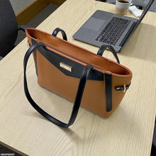 HBGP00067 Verona Contrast Tote Bag - Brown