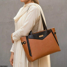 HBGP00067 Verona Contrast Tote Bag - Brown