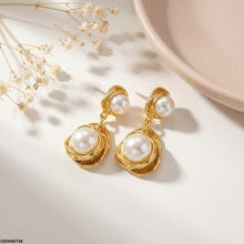 CEDH00738  MSJ Stainless Steel Double Pearl Drop Earrings - CEDH