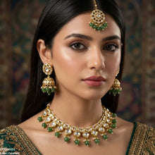 LNSH00231 ANI Marquise/Square Stone Pearl Drop Rajwari Necklace Set - LNSH