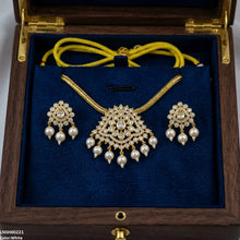 LNSH00221 ANI Round Pearl Drop South Indian Necklace Set - LNSH