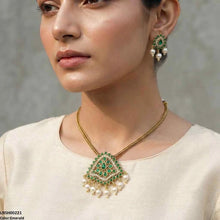LNSH00221 ANI Round Pearl Drop South Indian Necklace Set - LNSH