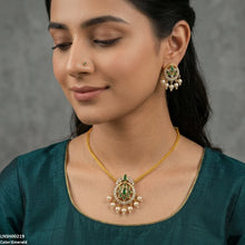 LNSH00219 ANI Tear/Oval Flower Pearl Drop South Indian Necklace Set - LNSH