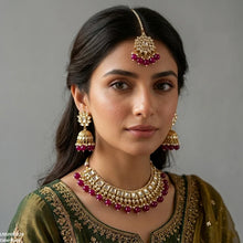 LNSH00228 ANI Square/Tear Pearl Drop Rajwari Necklace Set - LNSH