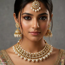 LNSH00227 ANI Round Flower Rajwari Necklace Set - LNSH