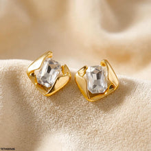 TETH00506 MSJ Stainless Steel Rectangle ZIRCON Tops Pair - TETH