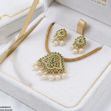 LNSH00221 ANI Round Pearl Drop South Indian Necklace Set - LNSH