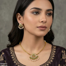 LNSH00217 ANI  Tear Round Pearl Drop South Indian Necklace Set - LNSH